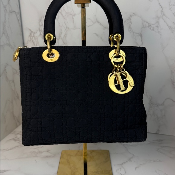 Dior Black Quilted Satchel with Gold Accents - Picture 12 of 13